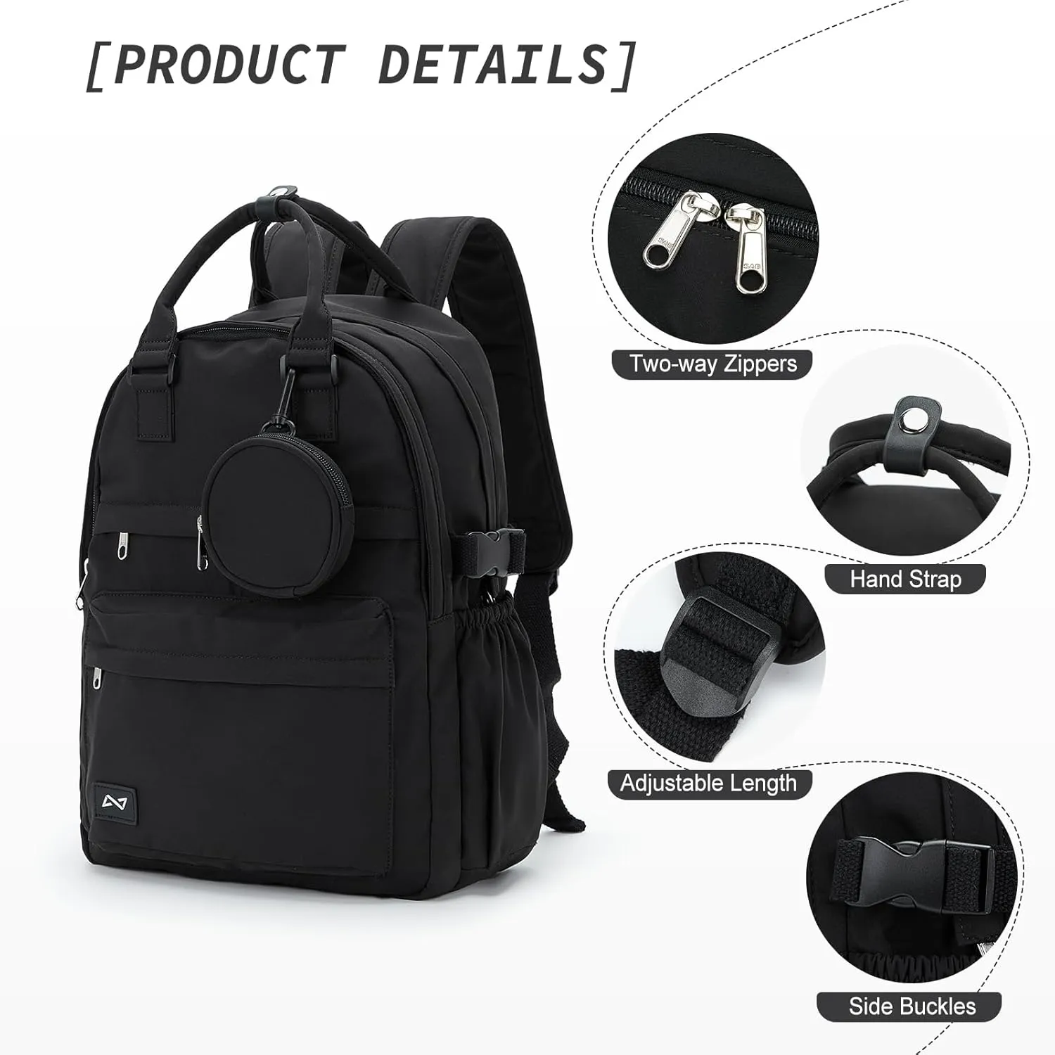 School Backpack for Girl Boys Cute Middle School Student Bookbag Waterproof College Aesthetic Backpack Work Laptop Backpack Rucksack Casual Travel Daypack Black