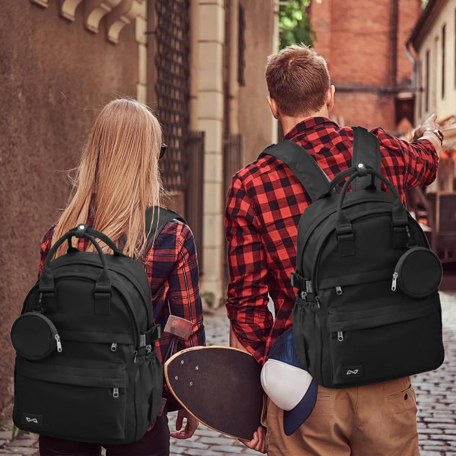 School Backpack for Girl Boys Cute Middle School Student Bookbag Waterproof College Aesthetic Backpack Work Laptop Backpack Rucksack Casual Travel Daypack Black