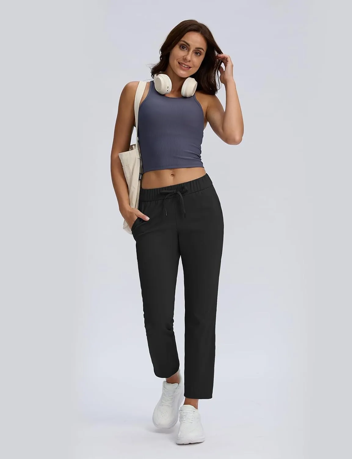 Seamaid Women's Golf Pants with Pockets 7/8 Stretch Travel Ankle Pants for Casual Athletic