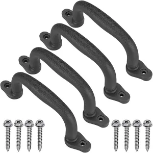 SELEWARE Black Playground Safety Handles, Non-Slip Plastic Kids Playground Grab Handles, Durable Indoor Outdoor Playset Handles for Playhouse, Treehouse, Climbing Frame, Jungle Gym, Swing Set, 4 Pack