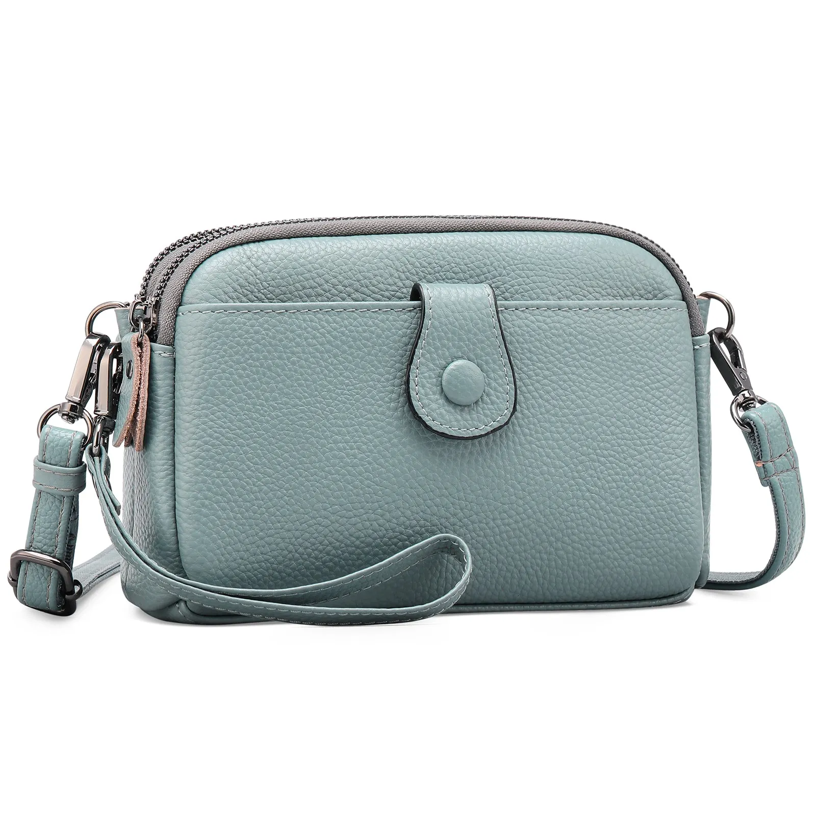 Sendefn Crossbody Bags for Women Small Genuine Leather Shoulder Purse Cross Body Bag with Wristlet Top Zipper
