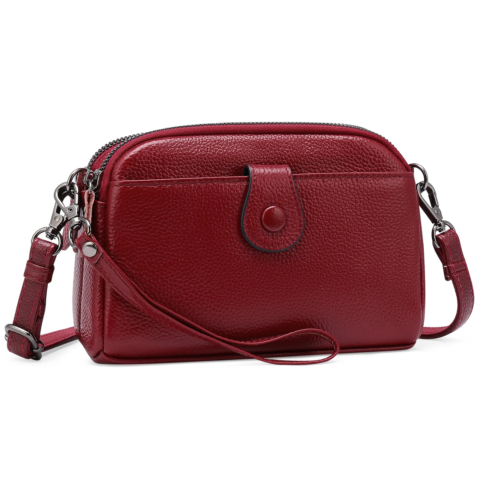 Sendefn Crossbody Bags for Women Small Genuine Leather Shoulder Purse Cross Body Bag with Wristlet Top Zipper