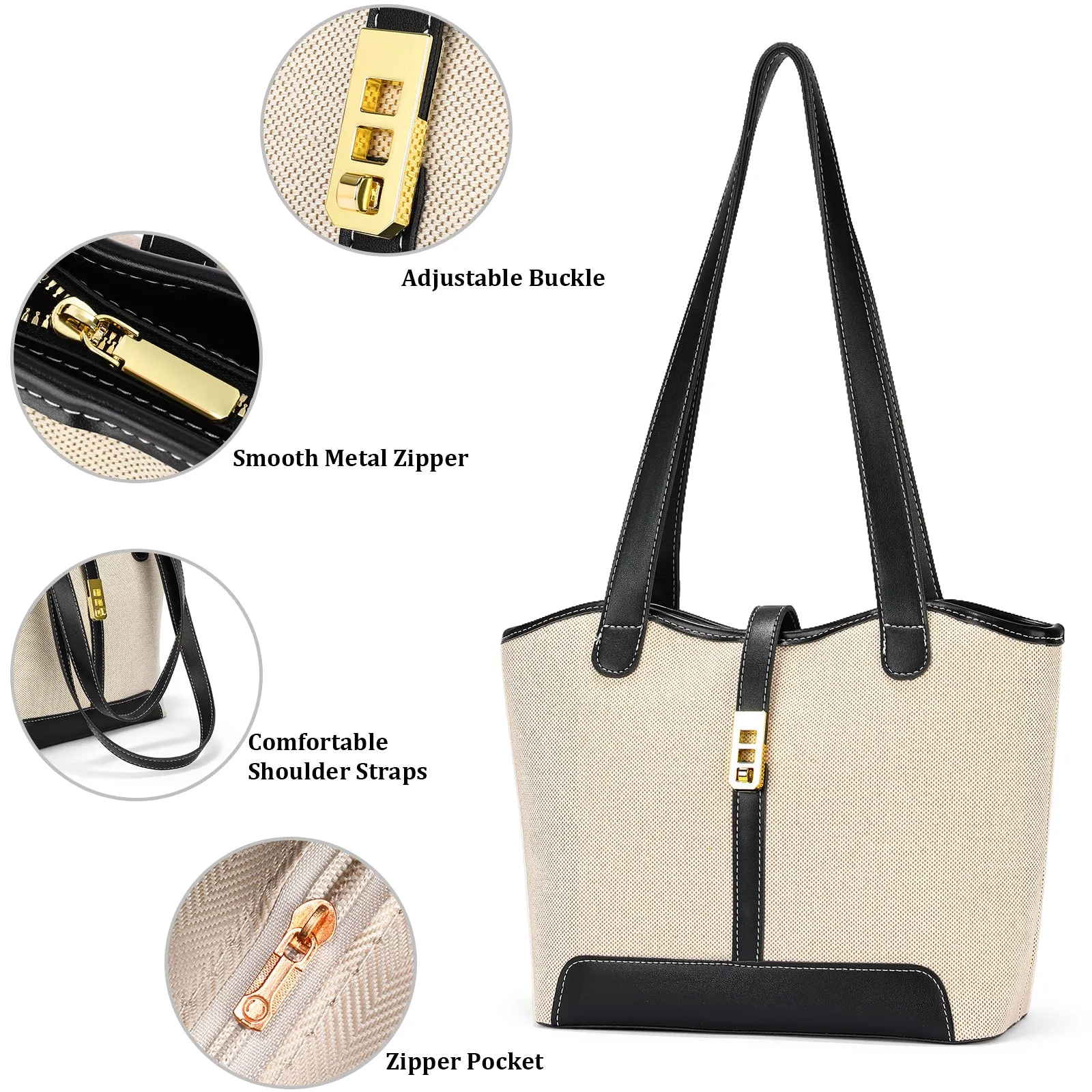 SENDEFN Women's Canvas Shoulder Bags Retro Casual Handbags Work Bag Tote Purses