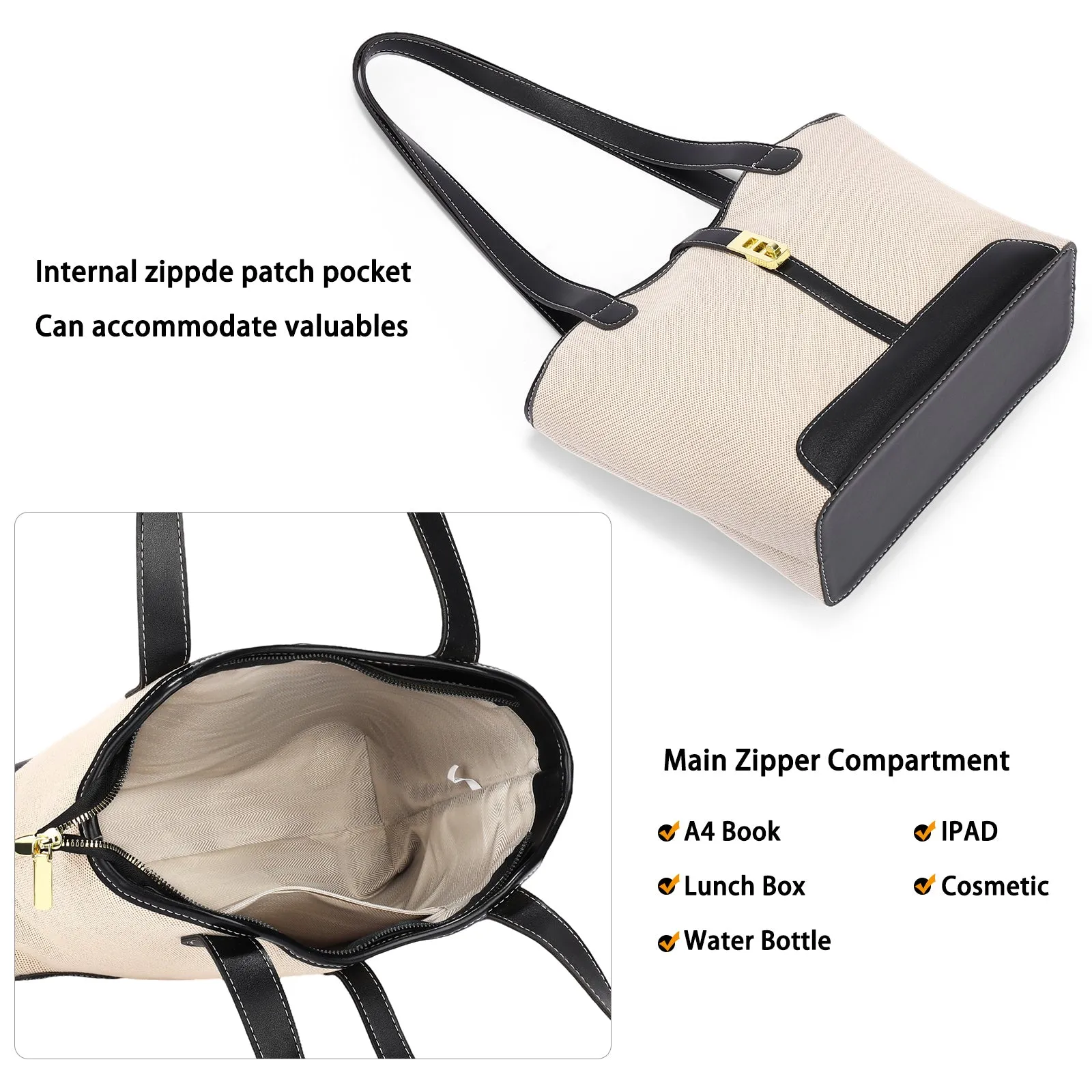 SENDEFN Women's Canvas Shoulder Bags Retro Casual Handbags Work Bag Tote Purses