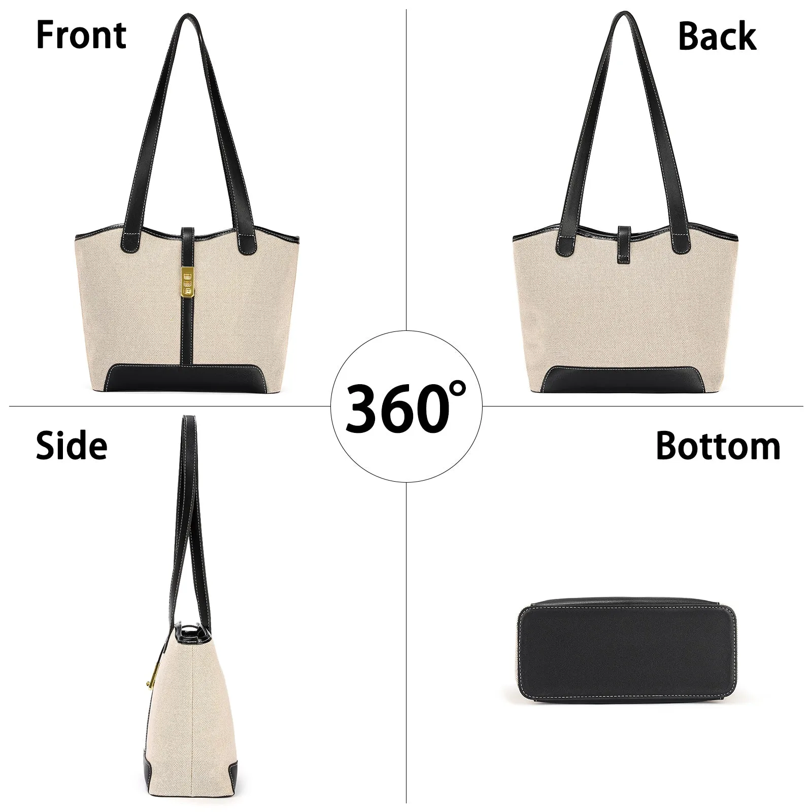 SENDEFN Women's Canvas Shoulder Bags Retro Casual Handbags Work Bag Tote Purses