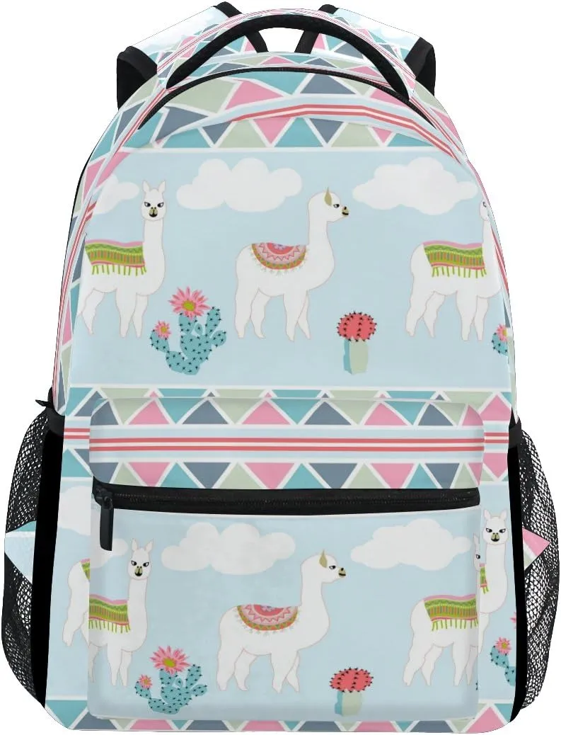 senya Cute Llama Geometic Fantasy Backpack School Bag Travel Daypack One_Size