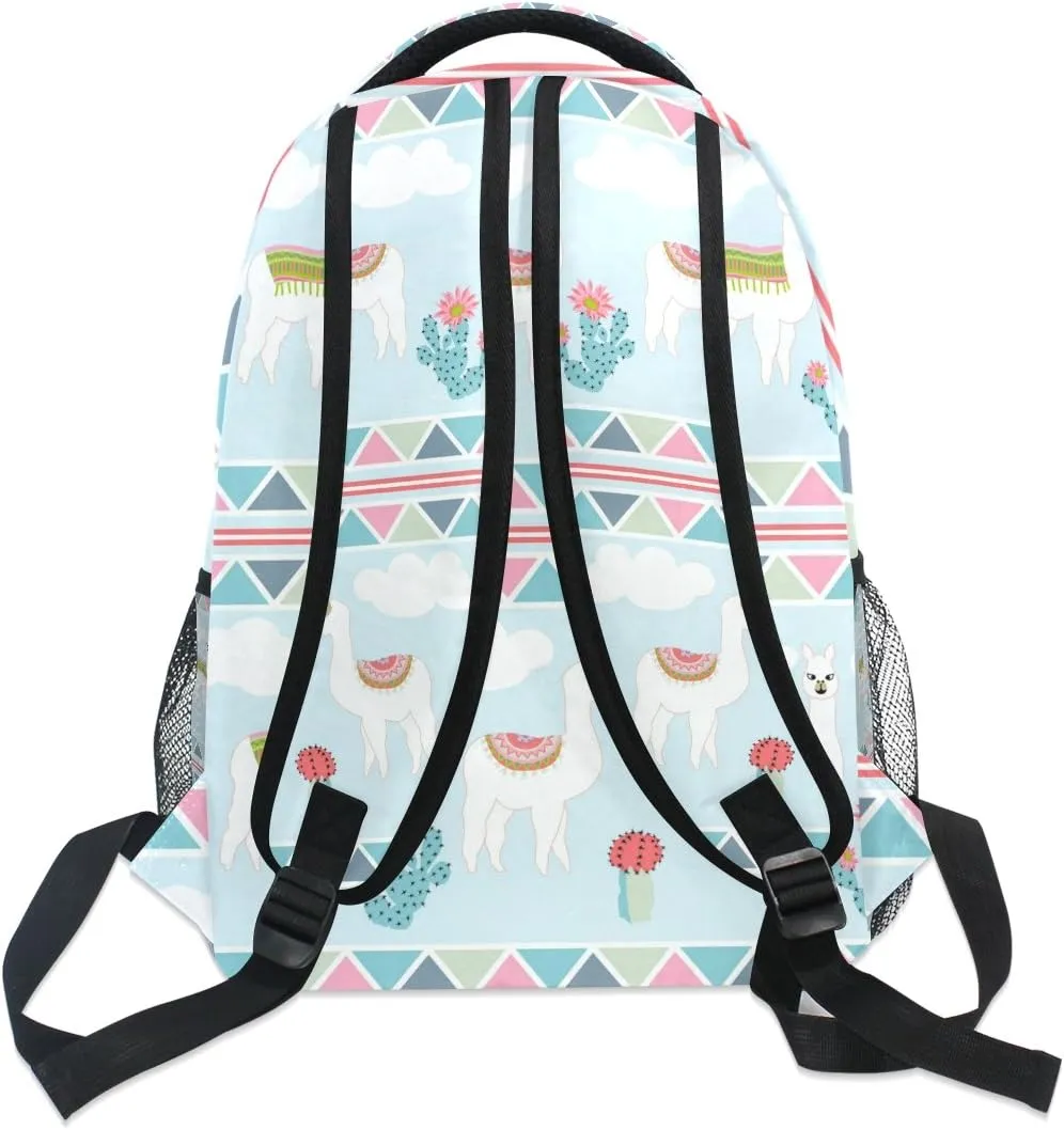 senya Cute Llama Geometic Fantasy Backpack School Bag Travel Daypack One_Size