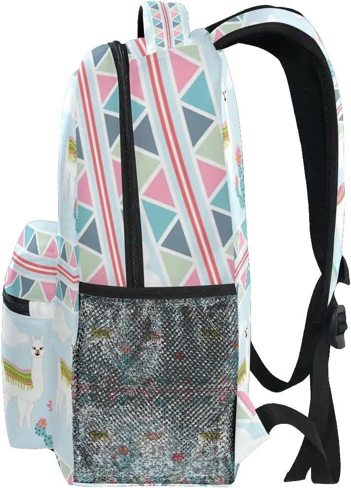 senya Cute Llama Geometic Fantasy Backpack School Bag Travel Daypack One_Size