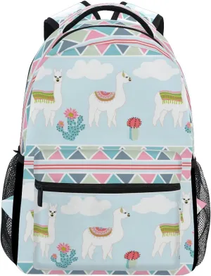 senya Cute Llama Geometic Fantasy Backpack School Bag Travel Daypack One_Size