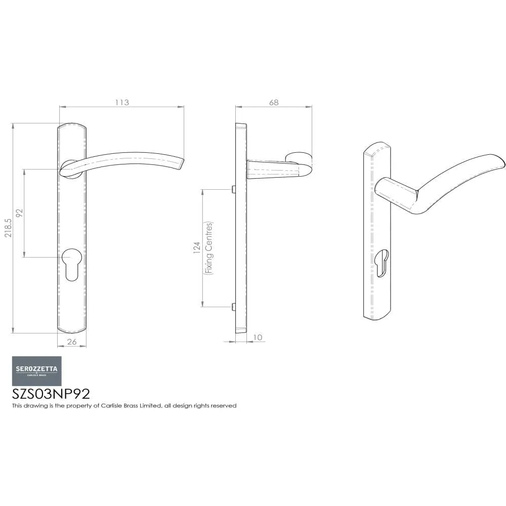 Serozzetta - Verde Lever on Narrow Plate (R/H) - Satin Chrome