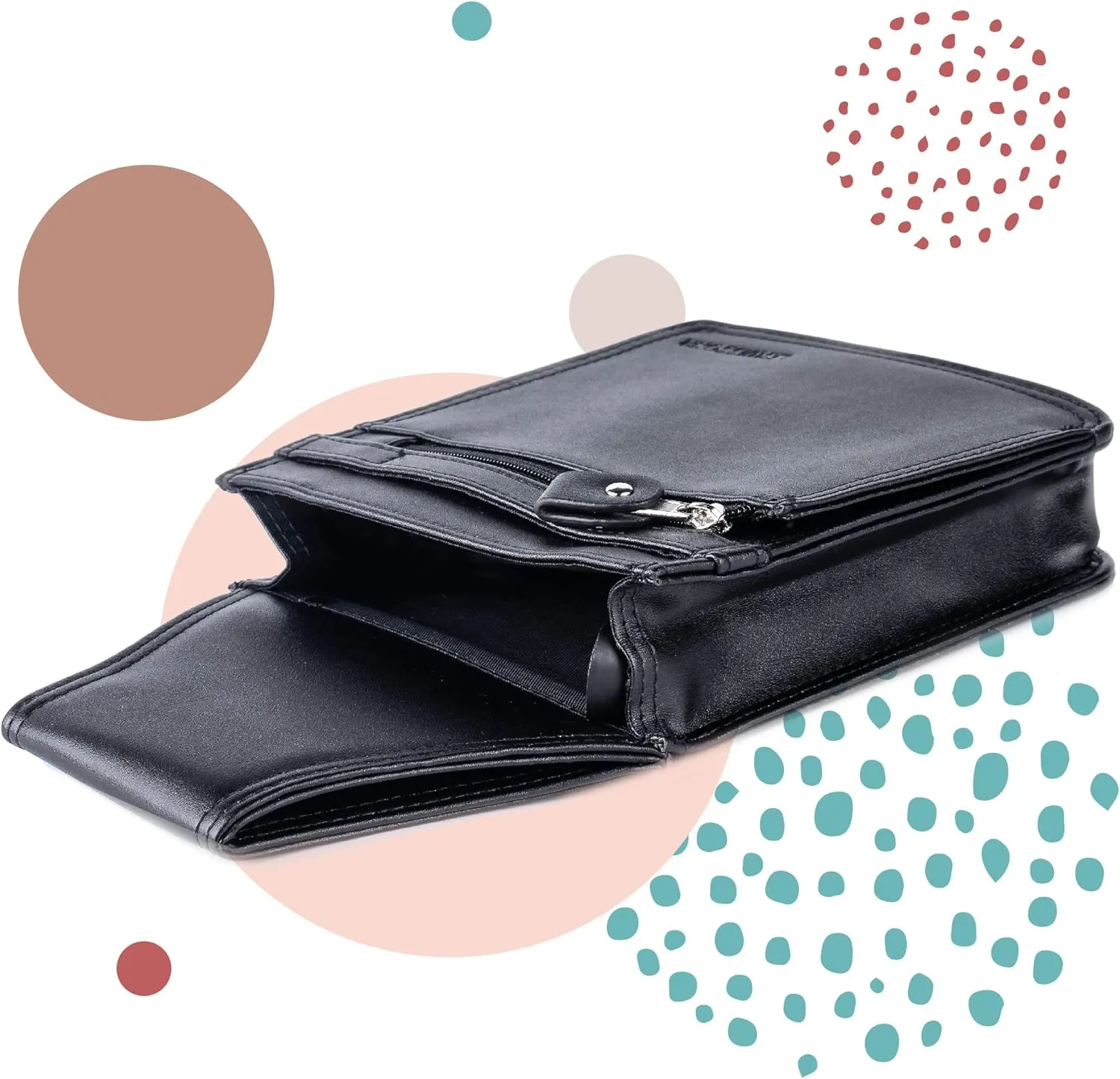 Server Side Pouch - Faux Leather Utility Apron Belt for Cash & Coins - Waitress or Waiter Bag for Money and Organizer - Black