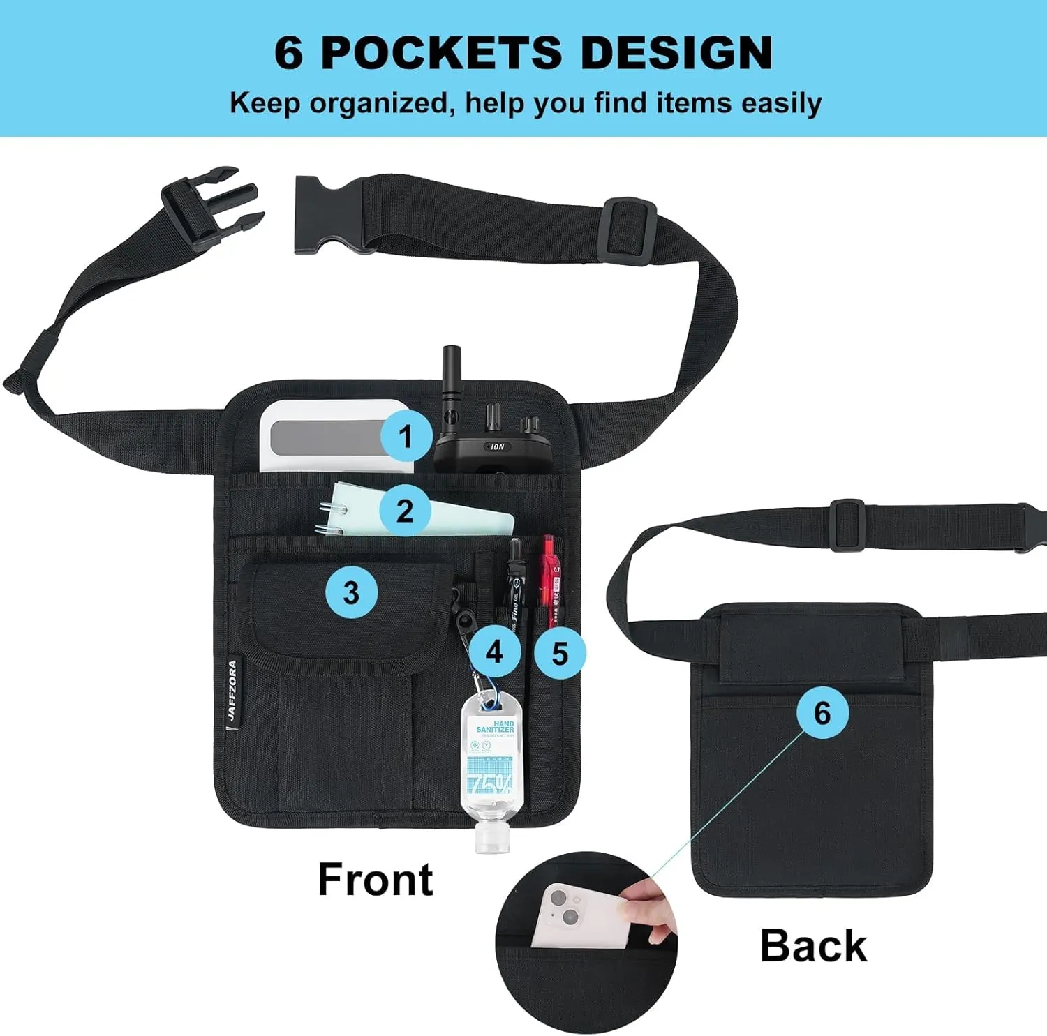 Server Waist Pouch,Restaurant Waitress Accessories Bag,Utility Money Bag Working Serving Apron for Waiter Waitress