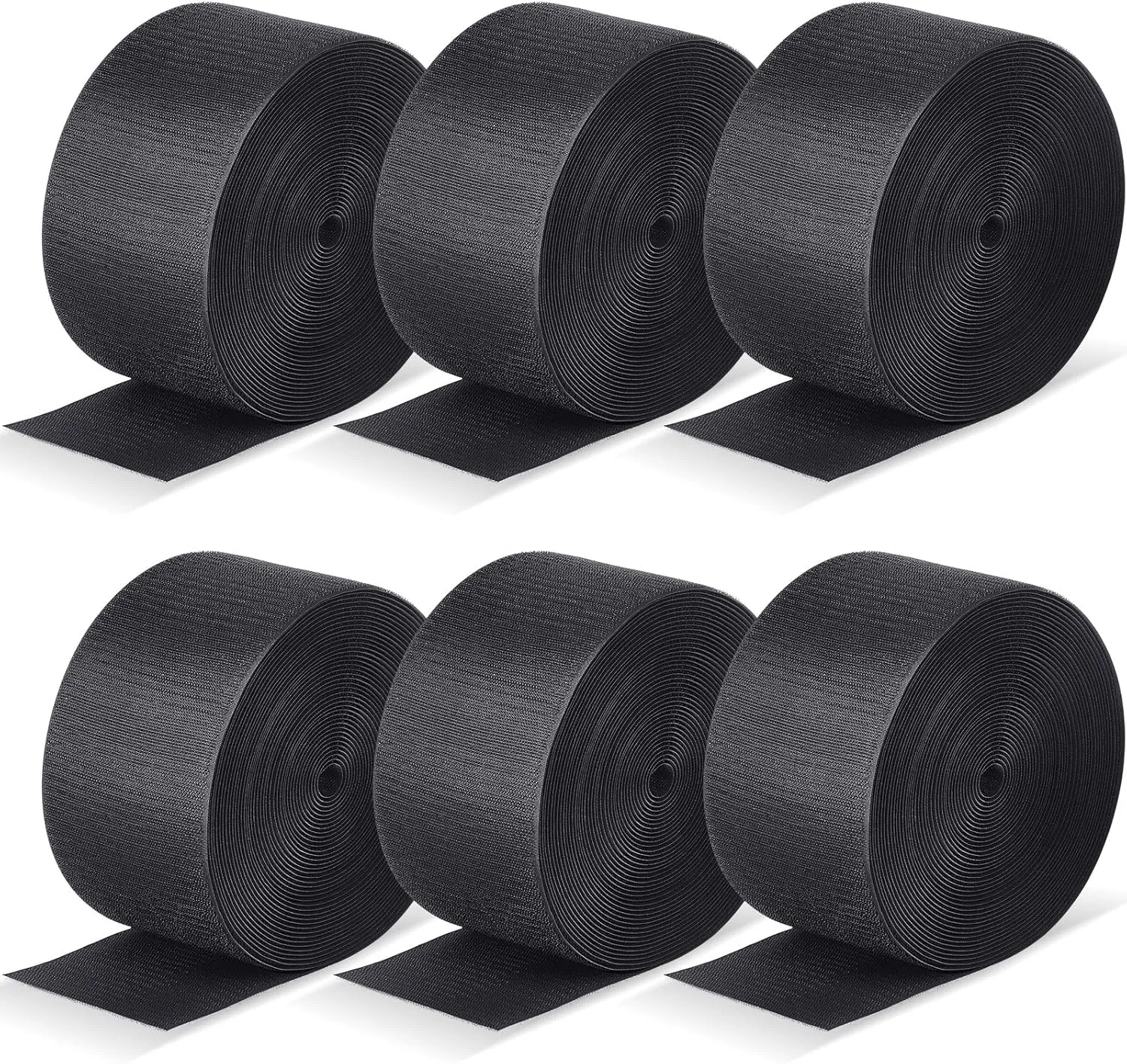 Shappy 6 Rolls 252 ft Gymnastics Mat Hook Fastener Nylon Hook for Carpet 4" Wide Hook and Loop Fasteners Hook Connector for Cheer Gym Floors Carpet Bonded Foam Seams (Black)