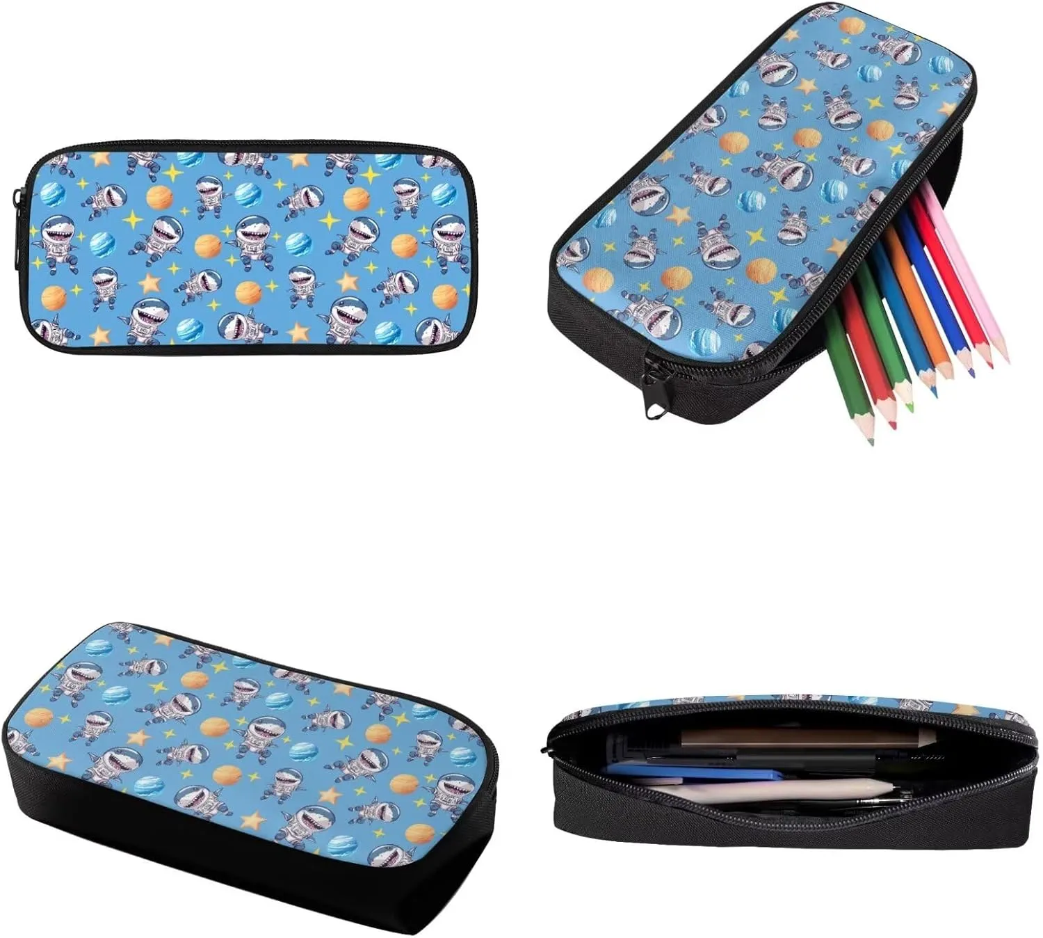 Shark Planet Star Print School Bag for School Girls Boys Backpack Purse Lightweight Schoolbag Boogbag with Lunch Box Pencil Case for Elementary Primary Bagpack Satchel Travel Daypack