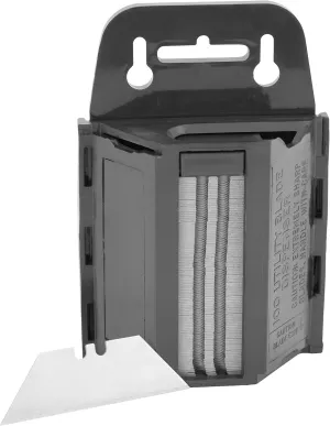 Sheffield 12282 Standard 100 Utility Box Cutter Blades with Dispenser, 100 Pack Razor Blades Refills, Fits Most Utility Knifes