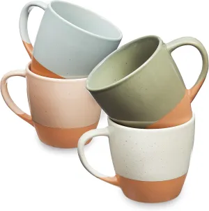 Sheffield Home - Set of 4, Large Stoneware 16oz Coffee Mugs with Handles - Dishwasher & Microwave Safe Ceramic - Ideal for Cappuccino, Espresso, Latte, or Tea - Assorted Neutrals