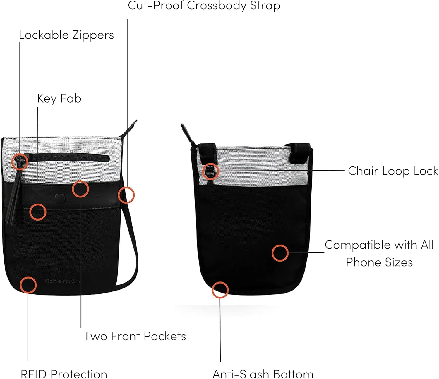Sherpani Prima, Anti Theft Crossbody Bag, Travel Bag, Small Shoulder Bag, Cross Body Bag, Purses for Women