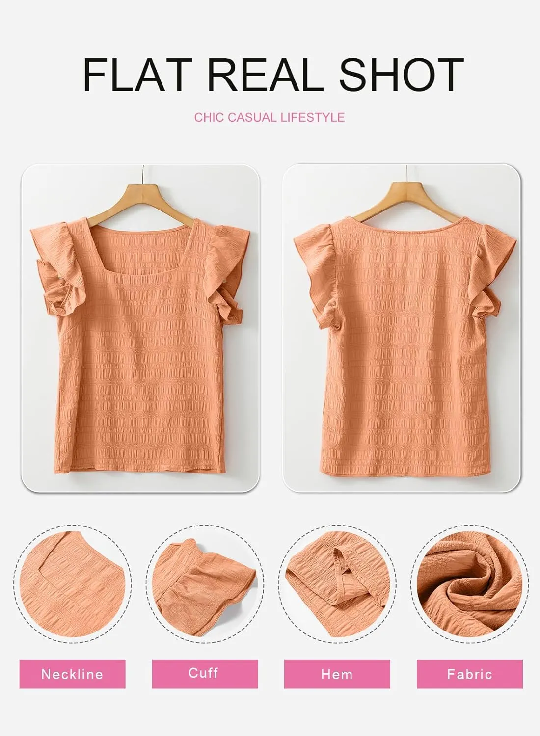 SHEWIN Women's Casual Summer Square Neck Tank Tops Sleeveless Ruffle Chiffon Blouses Top Shirts