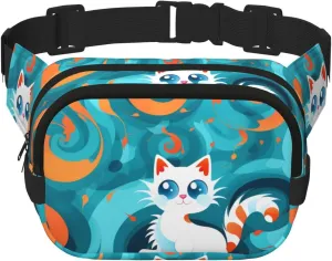 Showy kitty Fitness travel shoulder bag, fashionable and casual waist bag, square double-layer waist bag