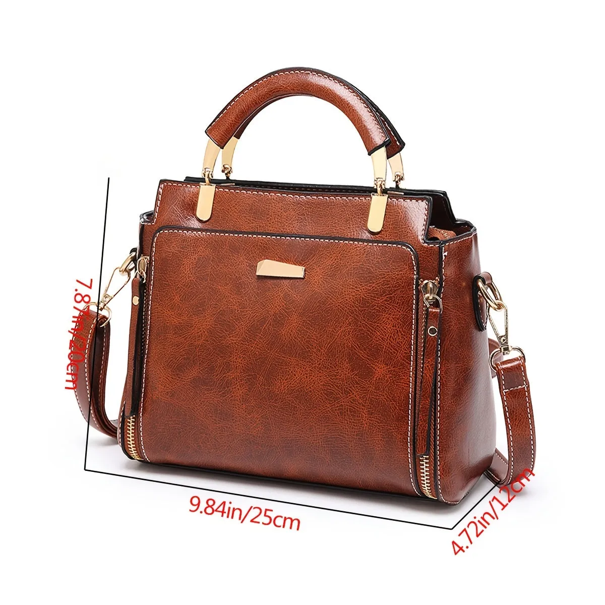 Simple Handbags For Women, Zipper Decor Crossbody Bag, Top Handle Purse For Dating
