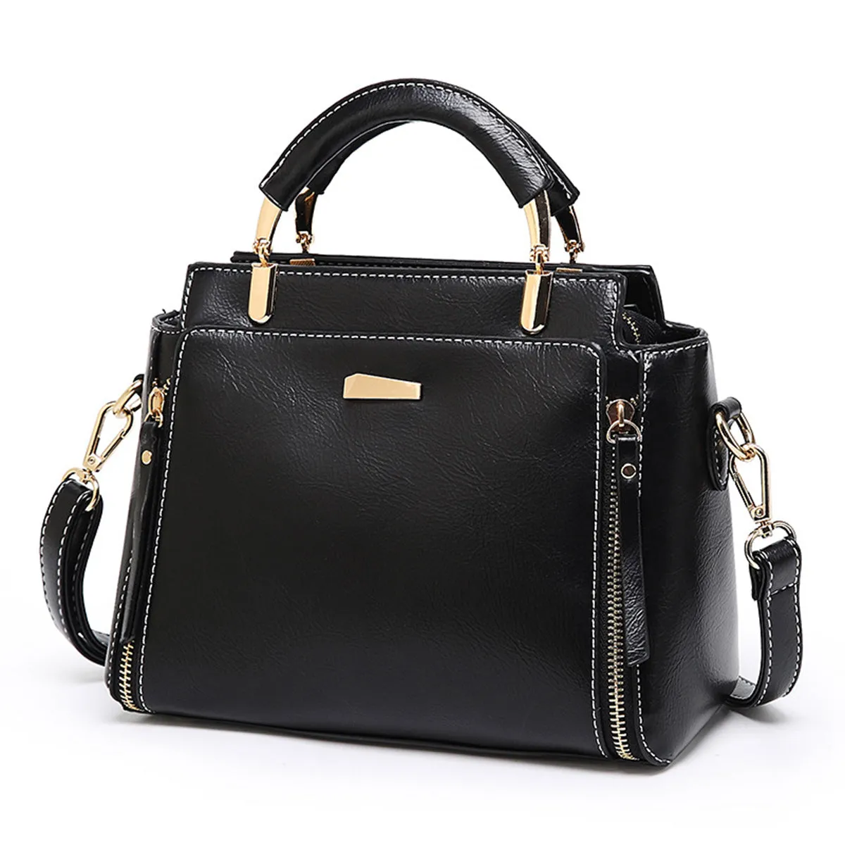 Simple Handbags For Women, Zipper Decor Crossbody Bag, Top Handle Purse For Dating