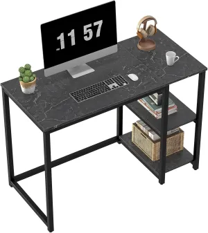 SINPAID Computer Desk 40 inches with 2-Tier Shelves Sturdy Home Office Desk with Large Storage Space Modern Gaming Desk Study Writing Laptop Table, Black Marbling (Black Marbling, 40)