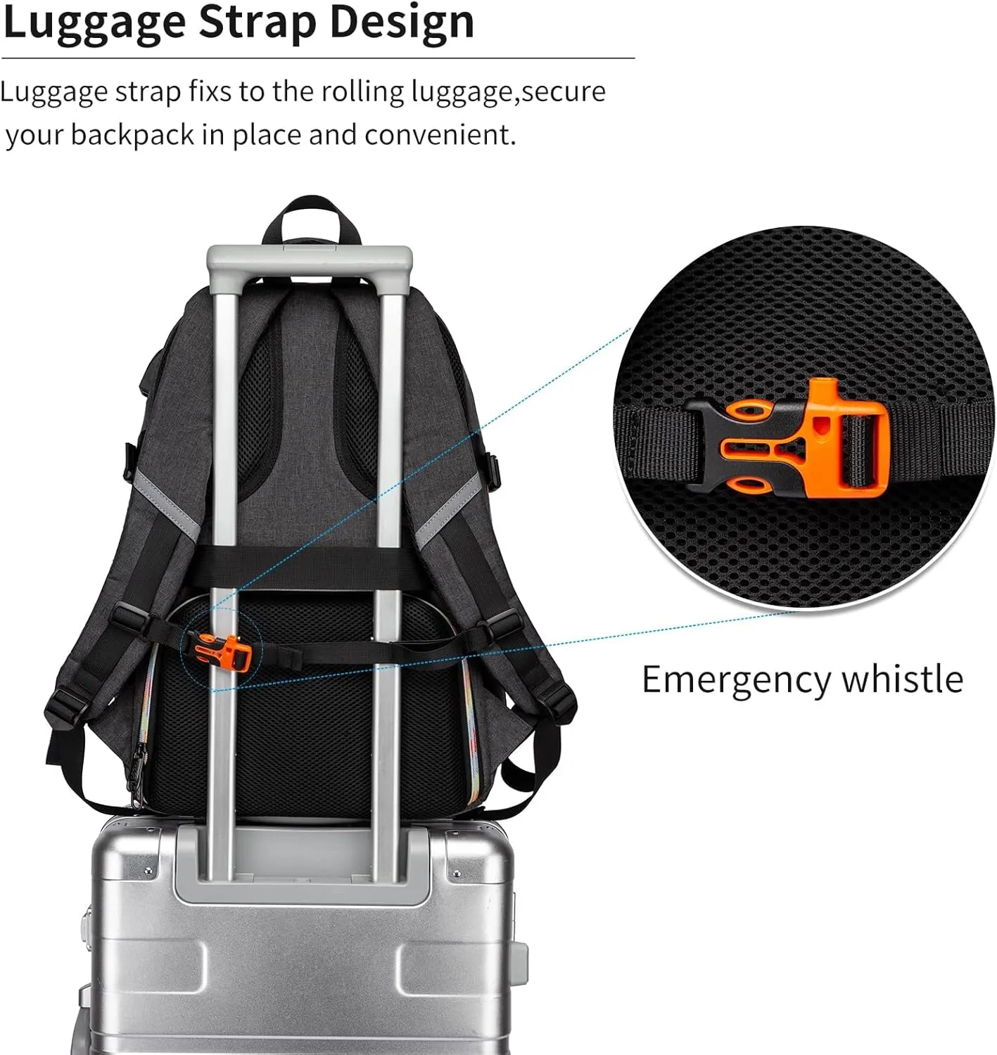 Skateboard Backpack, Laptop Backpack with USB Charging Port, RFID Anti-Theft Lock, Waterproof Fabric, Fits up to 15.6 Inch Laptop, for Business Travel Men(Dark Grey)