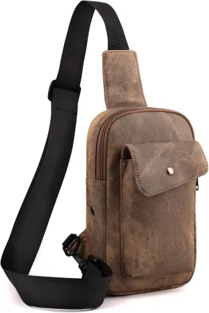 Sling Bag Crossbody Small Daypack: Anti-theft Travel Shoulder Mini Backpack Brown- Women Men