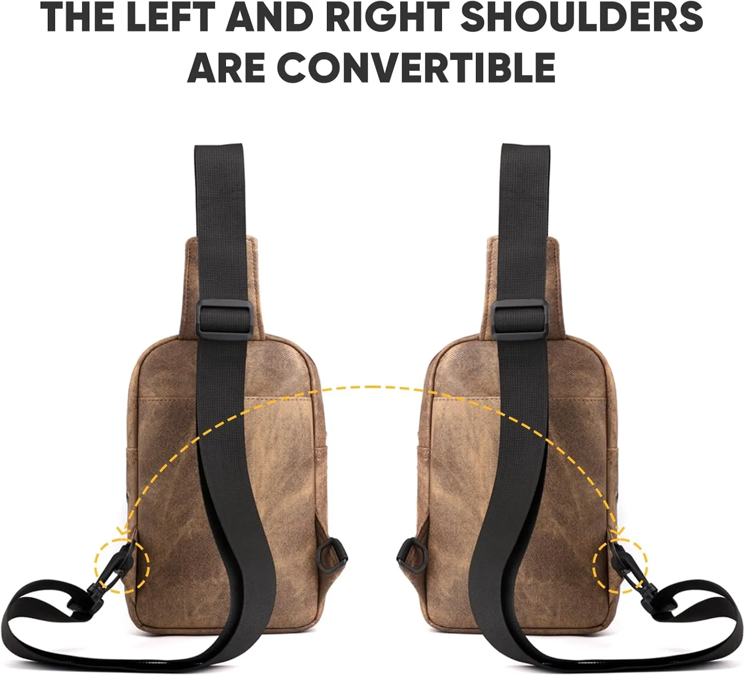 Sling Bag Crossbody Small Daypack: Anti-theft Travel Shoulder Mini Backpack Brown- Women Men