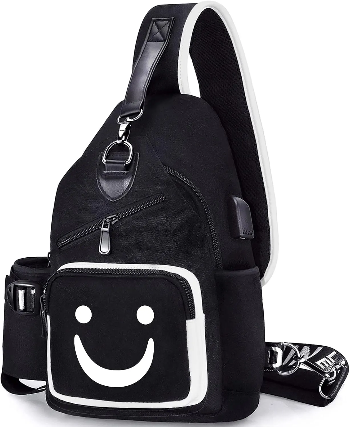 Sling Bag for Boys with USB, Small Chest Pack with Side Pocket, Travel Shoulder Backpack