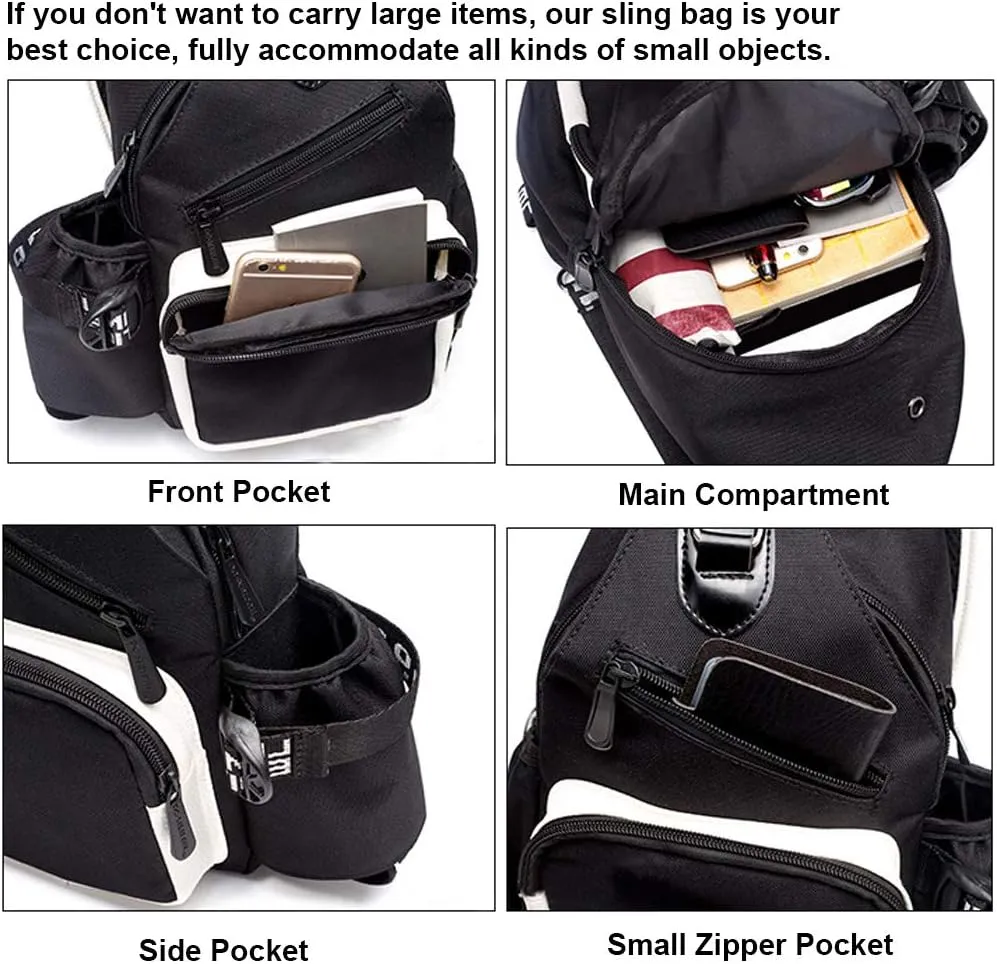 Sling Bag for Boys with USB, Small Chest Pack with Side Pocket, Travel Shoulder Backpack