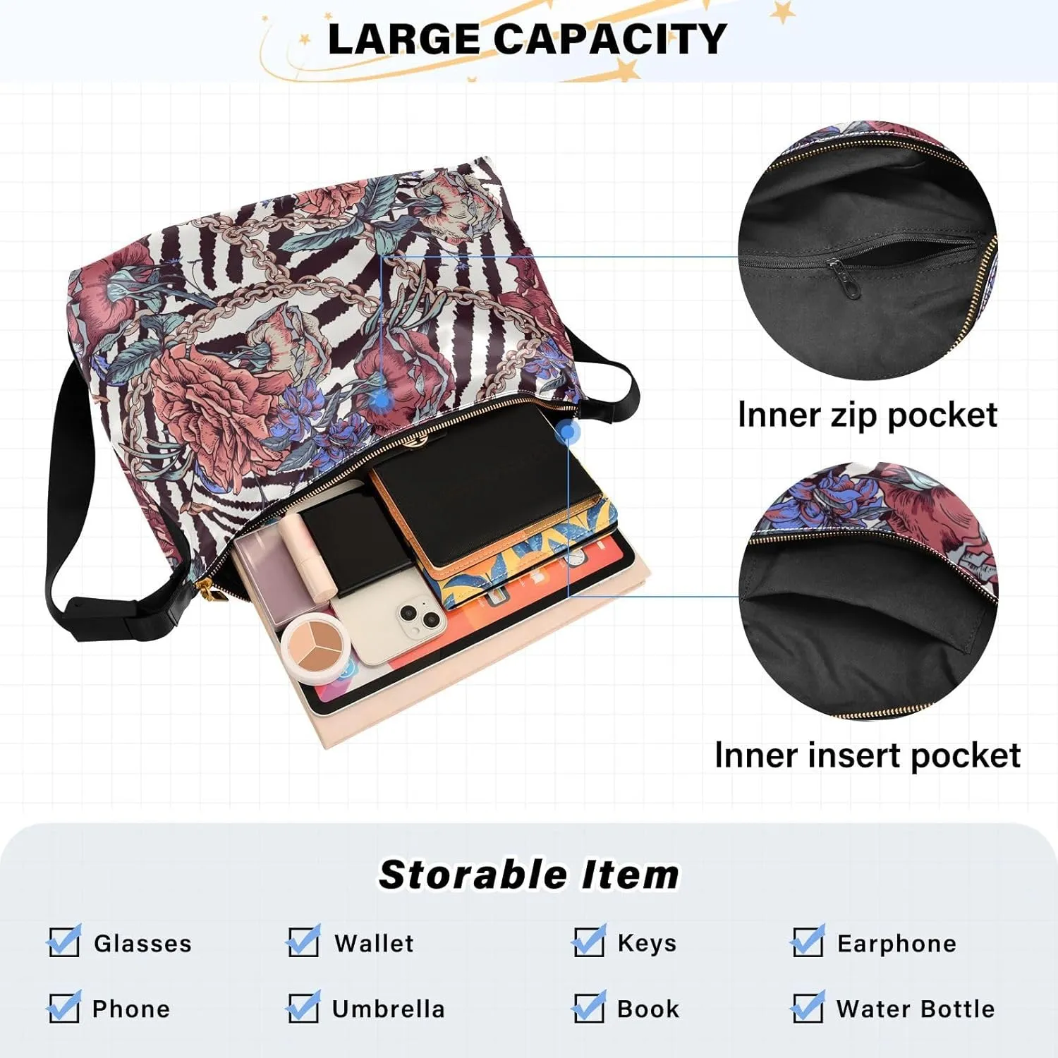 Sling Bag for Women Crossbody Purse Leather Shoulder Handbag Purses for Work Shopping Cycling Travel Running Patternt 1