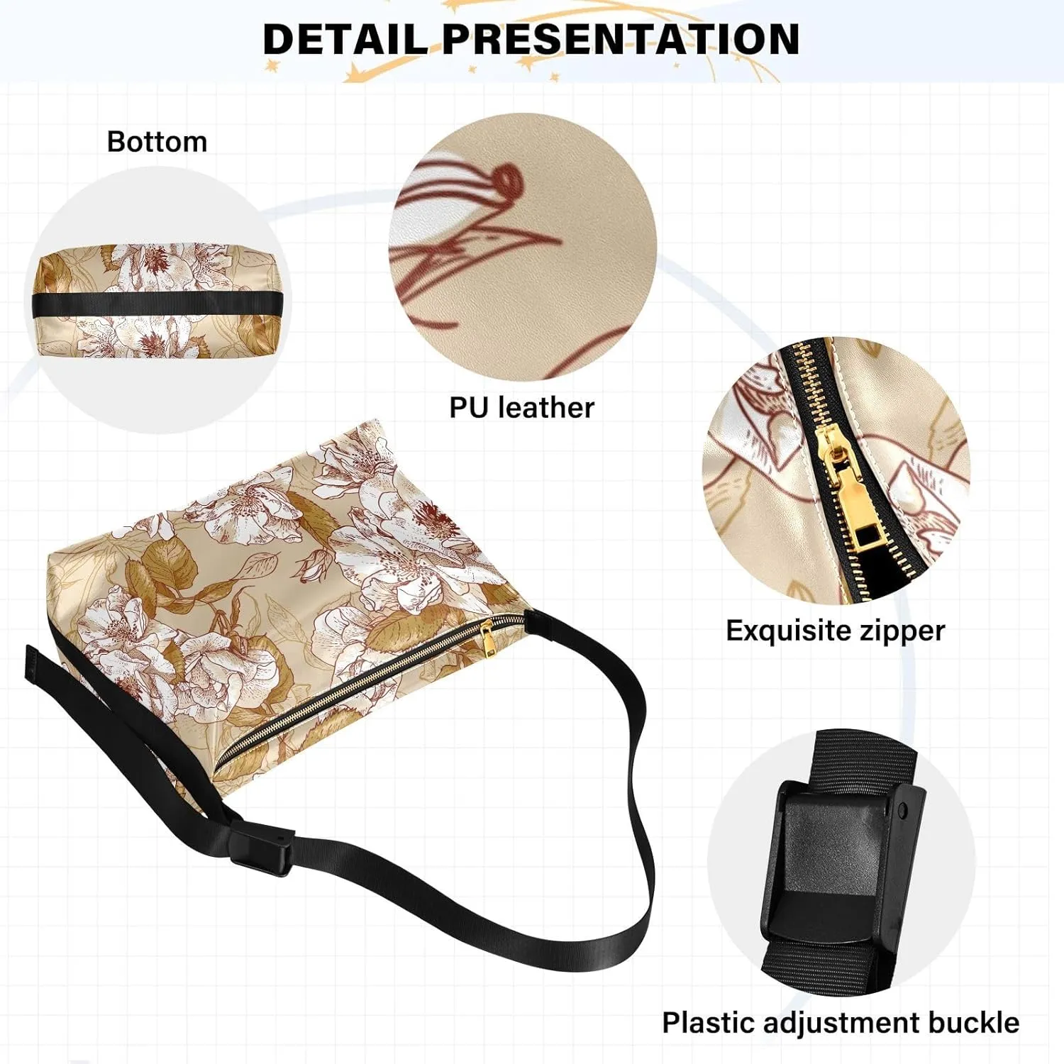 Sling Bag for Women Crossbody Purse Leather Shoulder Handbag Purses for Work Shopping Cycling Travel Running Patternt 1