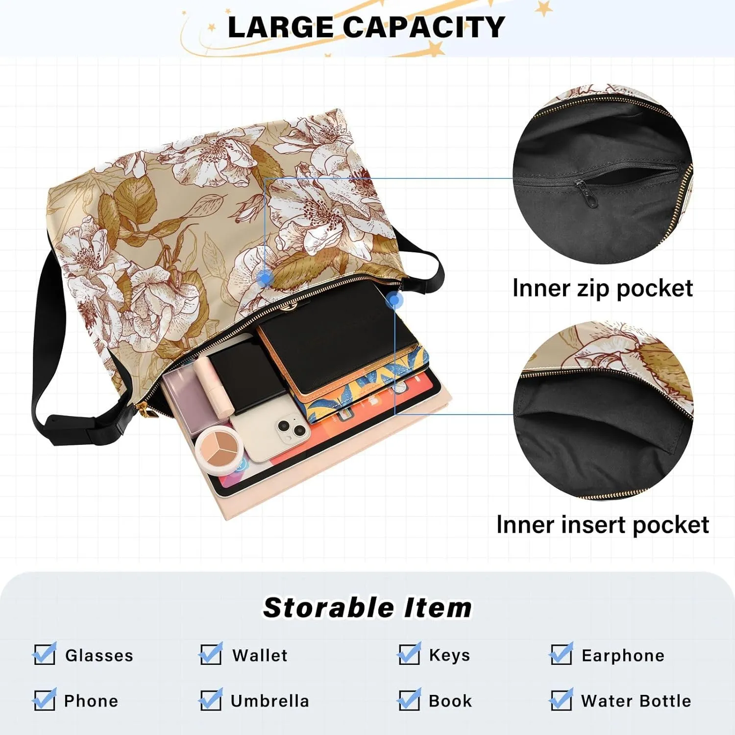 Sling Bag for Women Crossbody Purse Leather Shoulder Handbag Purses for Work Shopping Cycling Travel Running Patternt 1