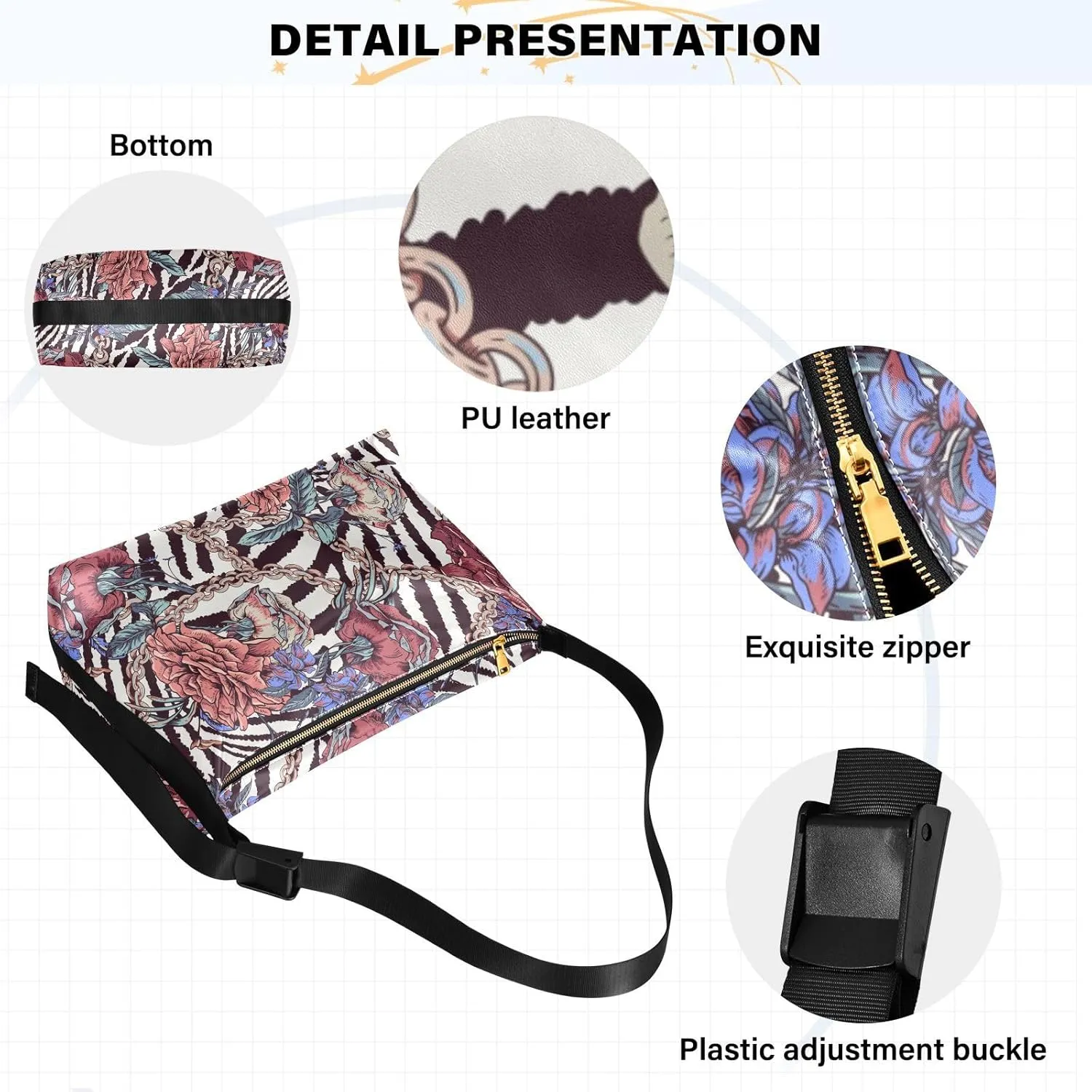 Sling Bag for Women Crossbody Purse Leather Shoulder Handbag Purses for Work Shopping Cycling Travel Running Patternt 1