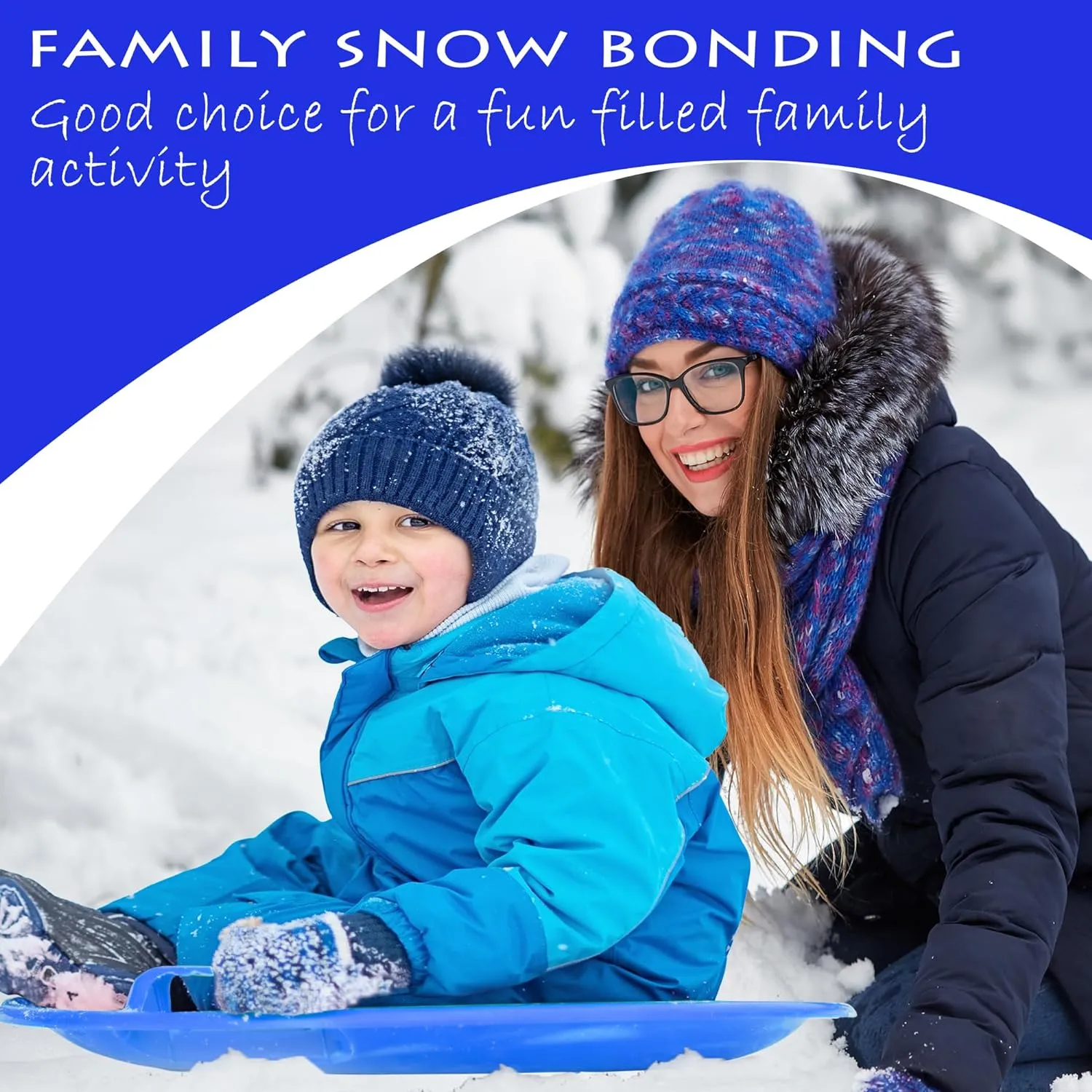 Slippery Racer Heavy-Duty Cold Resistant Downhill Pro Adults and Kids Plastic Outdoor Winter Saucer Disc Snow Sled with Handles
