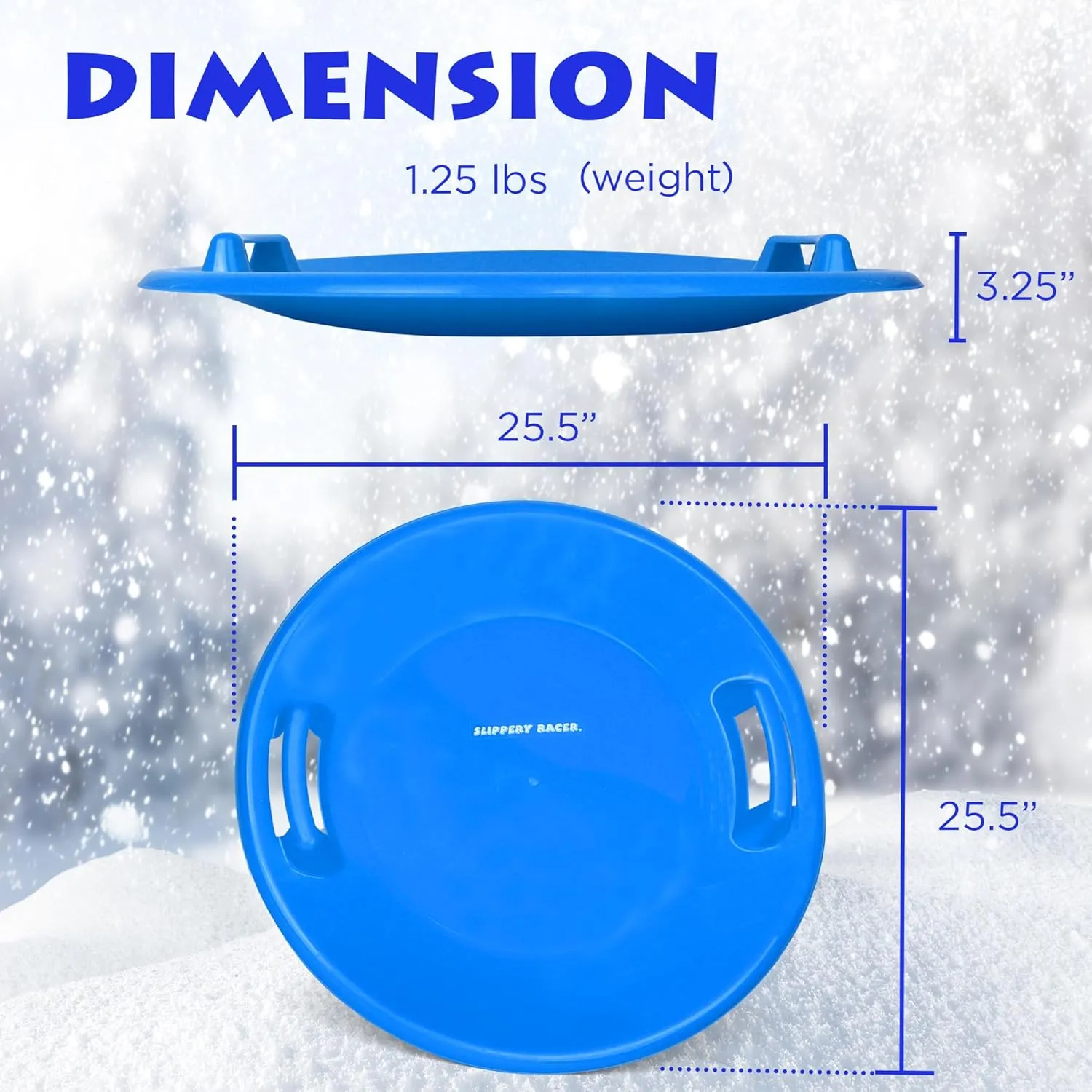 Slippery Racer Heavy-Duty Cold Resistant Downhill Pro Adults and Kids Plastic Outdoor Winter Saucer Disc Snow Sled with Handles