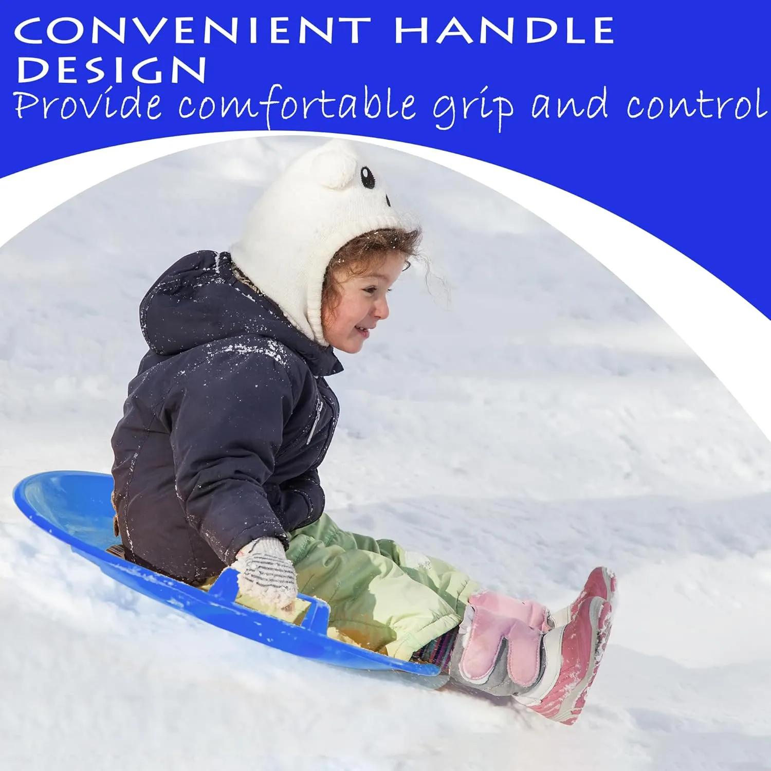 Slippery Racer Heavy-Duty Cold Resistant Downhill Pro Adults and Kids Plastic Outdoor Winter Saucer Disc Snow Sled with Handles