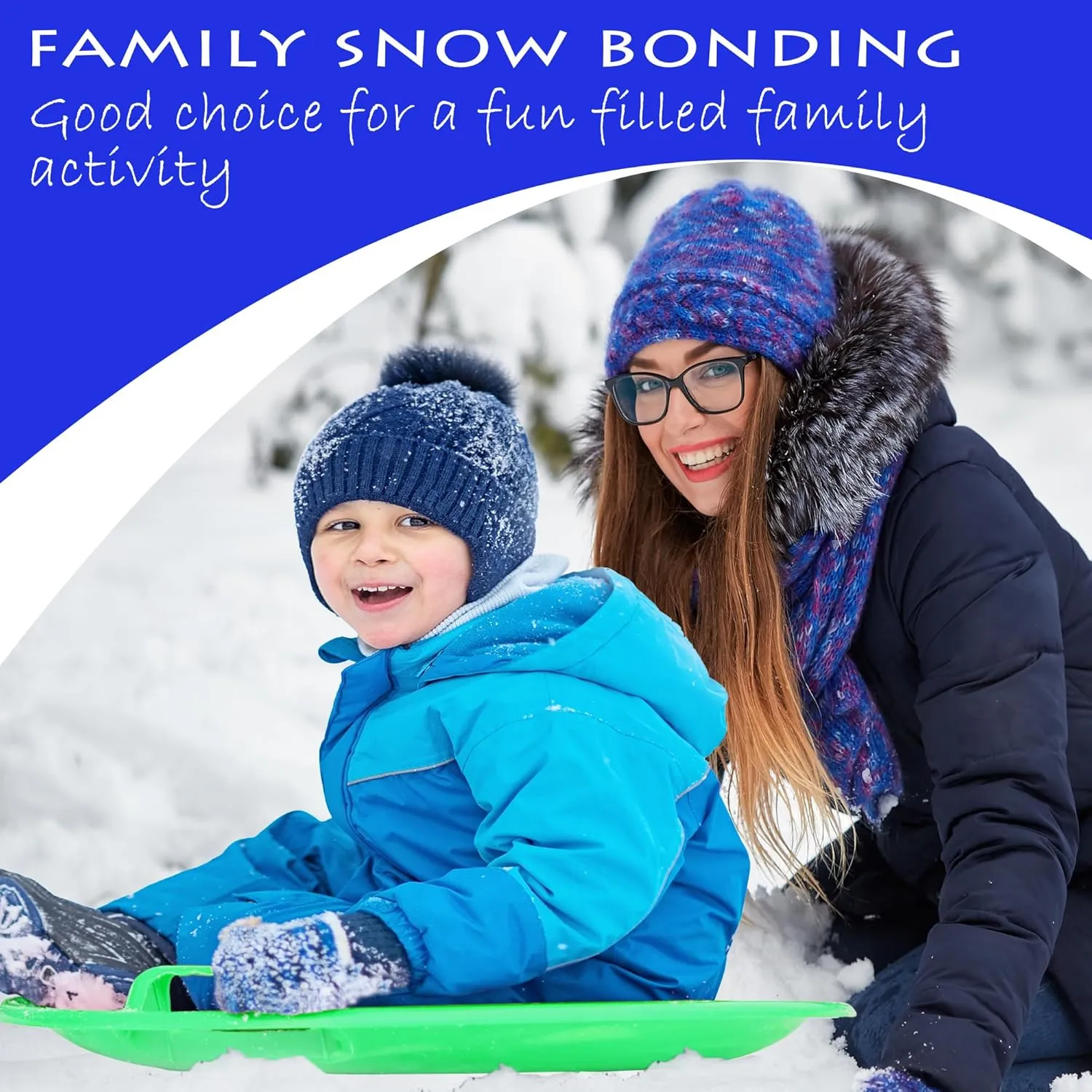 Slippery Racer Heavy-Duty Cold Resistant Downhill Pro Plastic Outdoor Winter Saucer Disc Snow Sled with Handles.