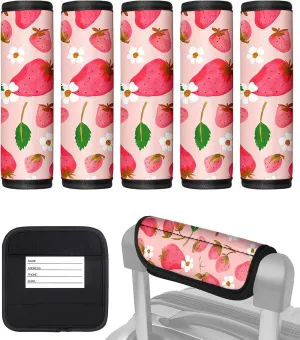Slohif Luggage Handle Wrap 5Pcs Suitcase Identifier - Bag Strap Cover for Bogg Travel Accessories Easy Identification Bright Marker Sleeve Grips Comfort Neoprene Concealed Tag for Airport Strawberry