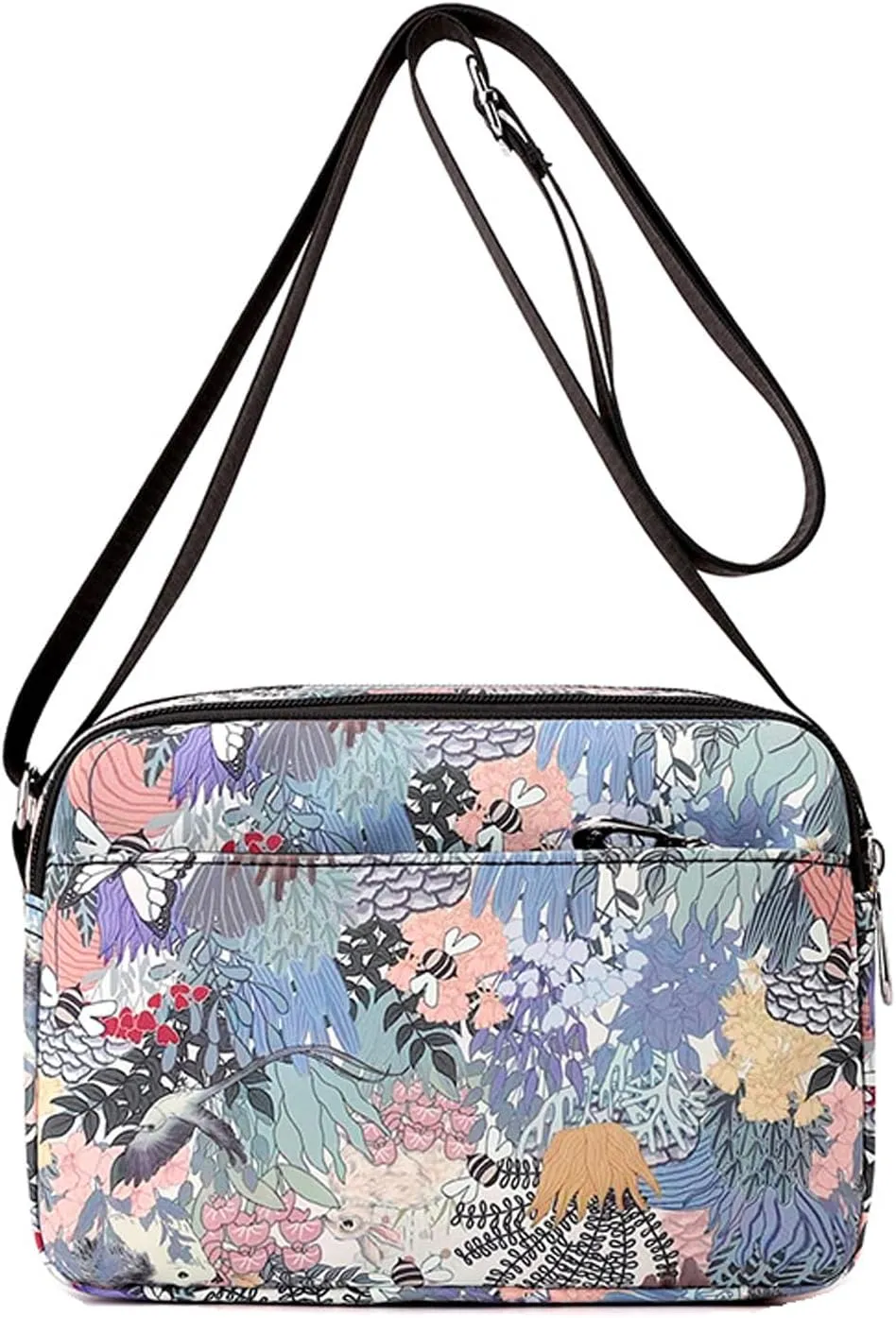Small Crossbody Bags for Women 6 Zipper Pockets Shoulder Bag Waterproof Nylon Travel Handbag Purses
