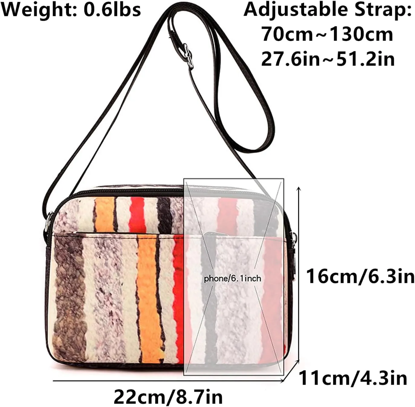 Small Crossbody Bags for Women 6 Zipper Pockets Shoulder Bag Waterproof Nylon Travel Handbag Purses
