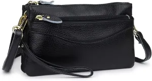 Small Crossbody Sling Bag Real Leather Purse for Women Crossover Trendy Shoulder Handbag multi-compartment