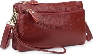 Small Crossbody Sling Bag Real Leather Purse for Women Crossover Trendy Shoulder Handbag multi-compartment