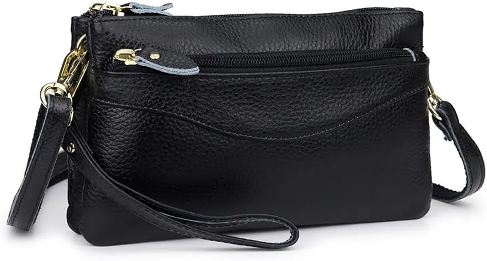 Small Crossbody Sling Bag Real Leather Purse for Women Crossover Trendy Shoulder Handbag multi-compartment