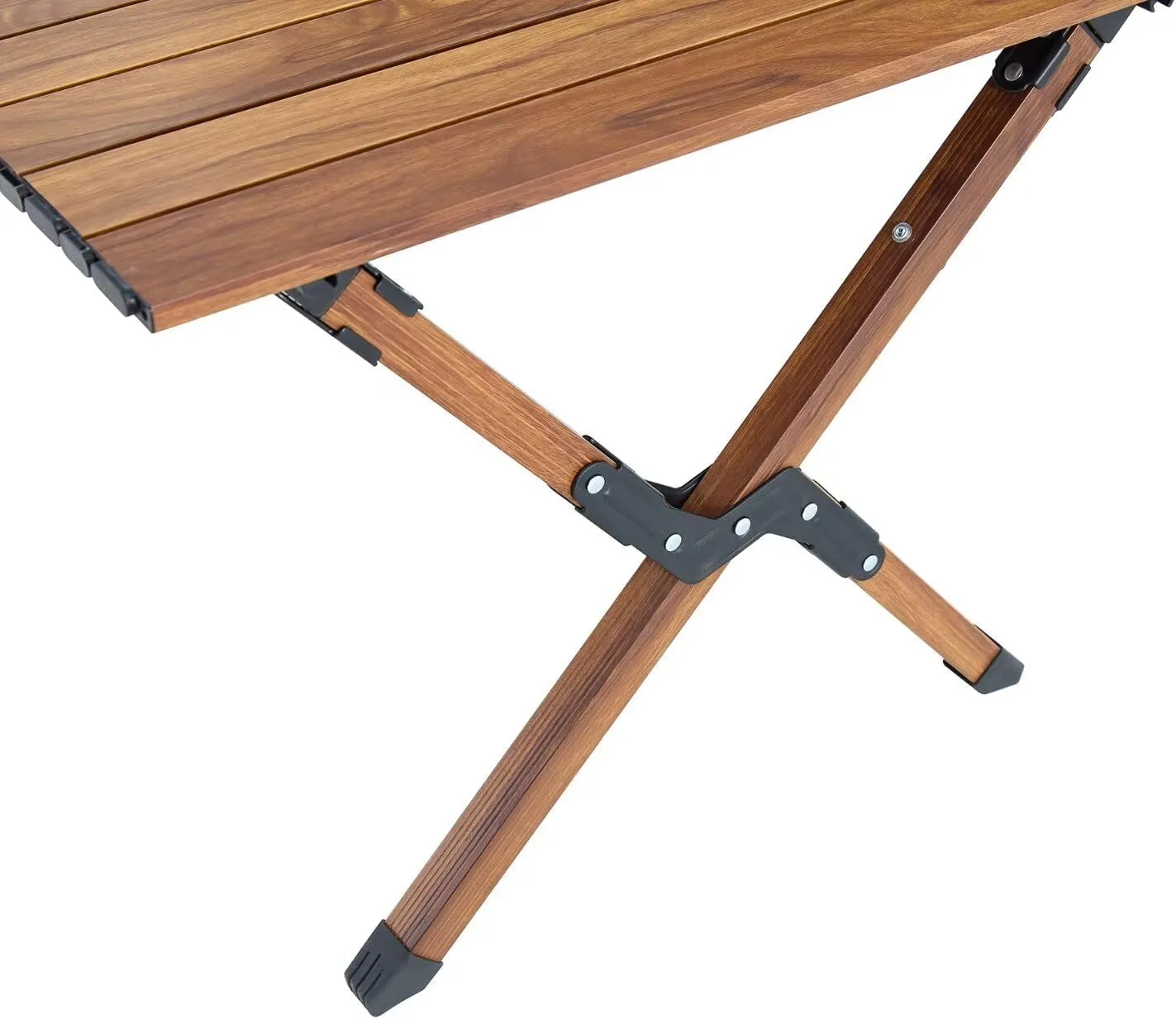 Small Folding Camping Table and Chairs Set of 4,Lightweight Portable Aluminum Table for Outdoor Camping, Picnic, Beach,Backyard, BBQ, Party, Patio, Brown Beige