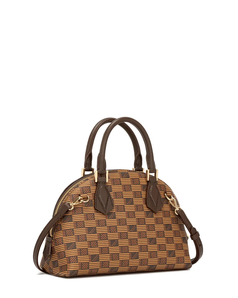 Small Reina Halfmoon Top Handle Bag in Chocolate
