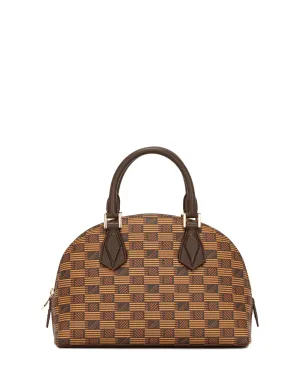 Small Reina Halfmoon Top Handle Bag in Chocolate