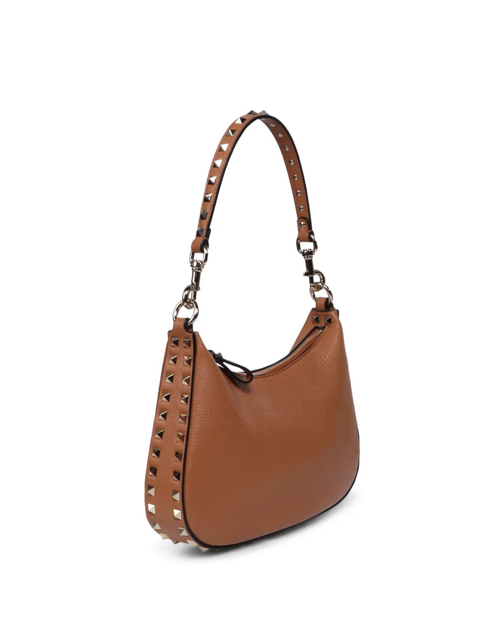 Small Rockstud Hobo Bag in Almond Beige