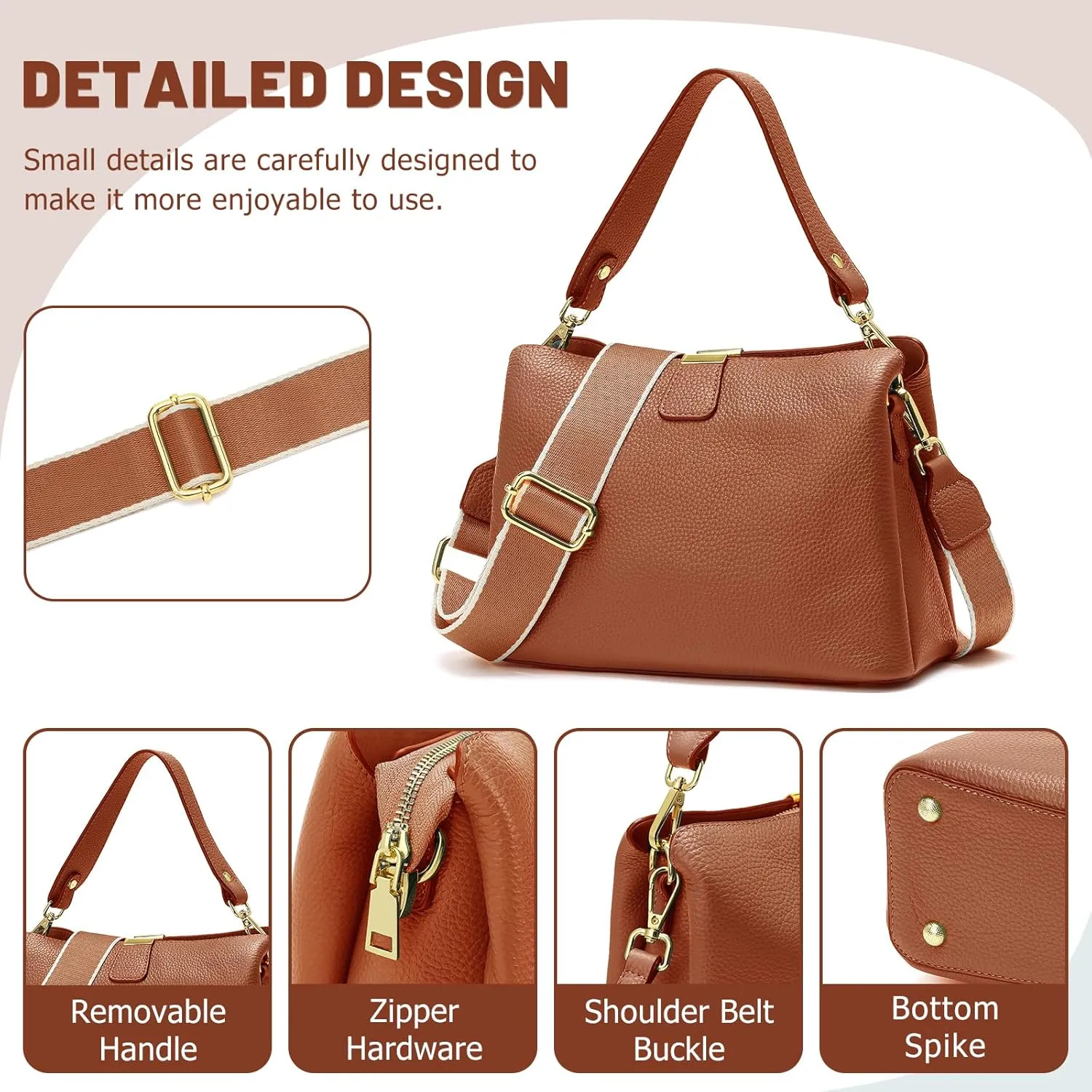Small Women Genuine Leather Bucket Shoulder Bag Soft Crossbody Purses for Lady Handbag